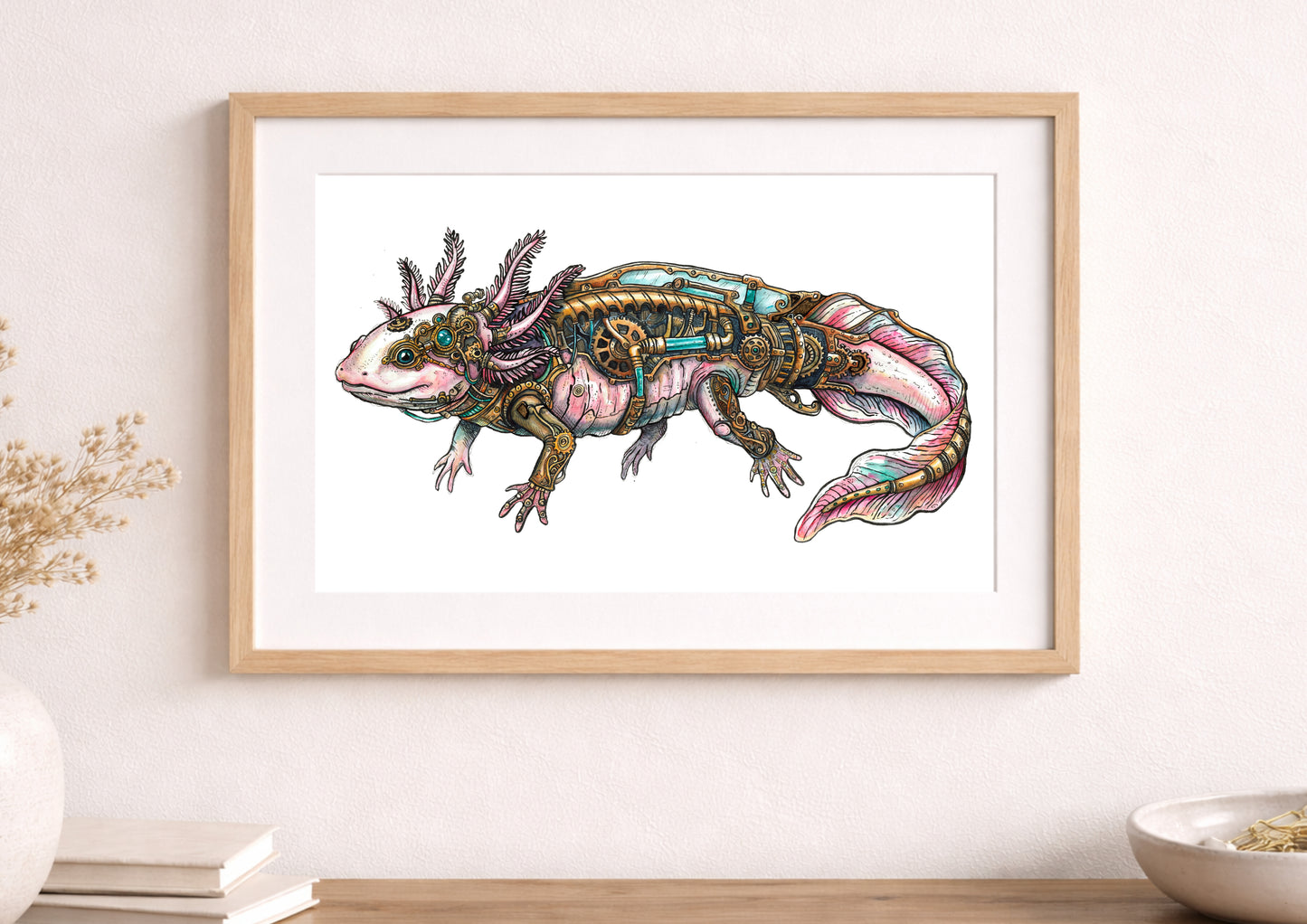 Steampunk Axolotl - Fine Art Print
