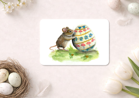 Osterkarte Maus mit Ei